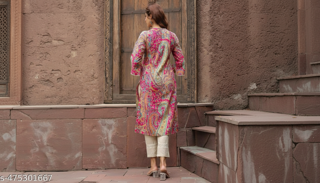 PINK LACE DESIGNER KURTA