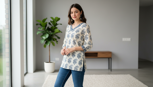 Women Trending Rayon Printed Short Kurta