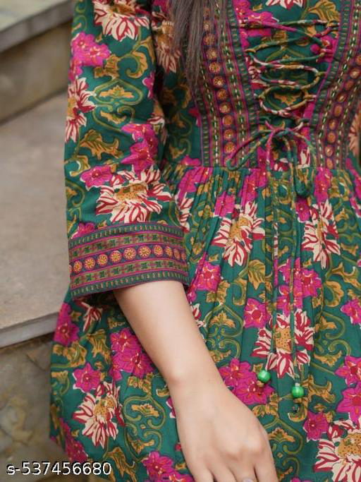 Tops & Tunics | Kurti and Kurtas | top for girls | top | Floral Printed V-Neck Tie-Ups Peplum Cotton Top | printed top for women | Casual Wear Kurti | floral printed kurti