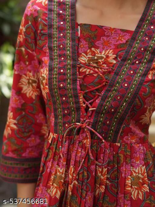 Tops & Tunics | Kurti and Kurtas | top for girls | top | Floral Printed V-Neck Tie-Ups Peplum Cotton Top | printed top for women | Casual Wear Kurti | floral printed kurti