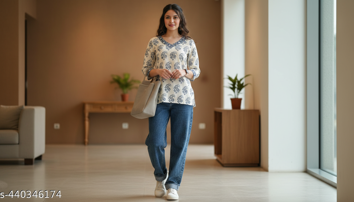 Women Trending Rayon Printed Short Kurta
