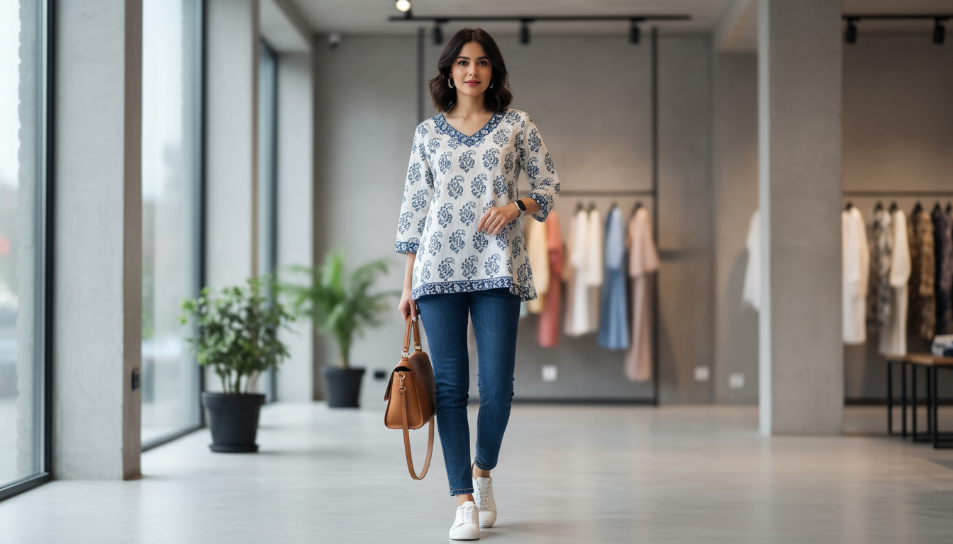 Women Trending Rayon Printed Short Kurta